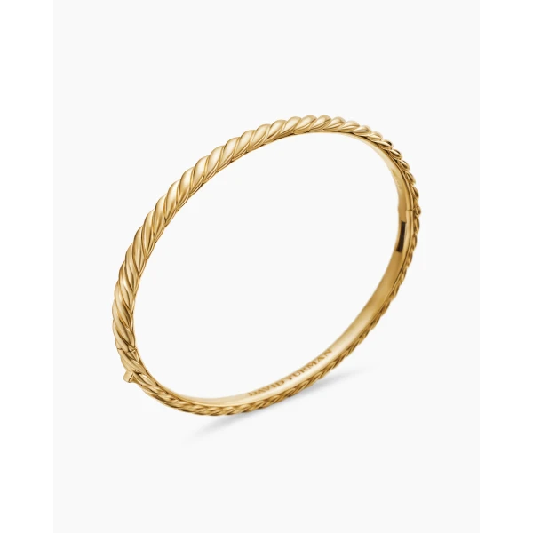 David Yurman Sculpted Cable Bangle Bracelet in 18K Yellow Gold, 4.6mm, view 3