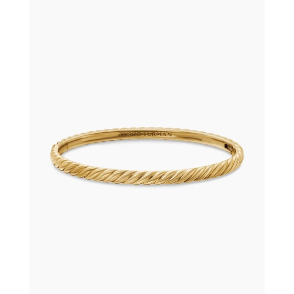David Yurman Sculpted Cable Bangle Bracelet in 18K Yellow Gold, 4.6mm, view 4
