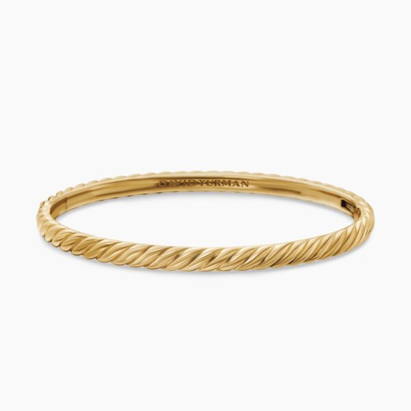 on-model styling shot|David Yurman Sculpted Cable Bangle Bracelet in 18K Yellow Gold