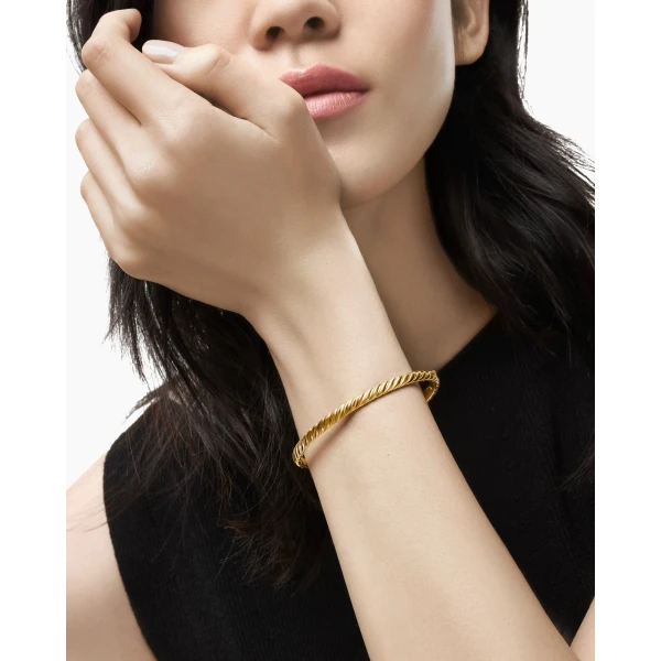 David Yurman Sculpted Cable Bangle Bracelet in 18K Yellow Gold, 4.6mm, view 7