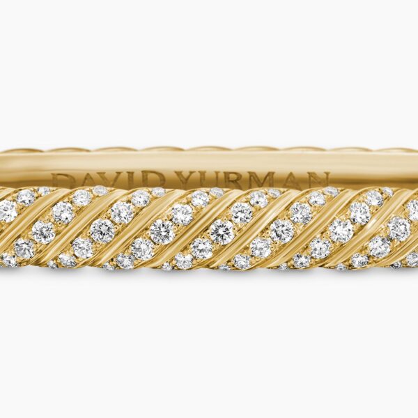 signature twisted-helix detail|David Yurman Sculpted Cable Bangle Bracelet in 18K Yellow Gold with Diamonds