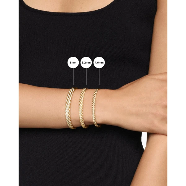 4.6mm in Gold – clasp and closure mechanism detail|David Yurman Sculpted Cable Bangle Bracelet in 18K Yellow Gold with Diamonds