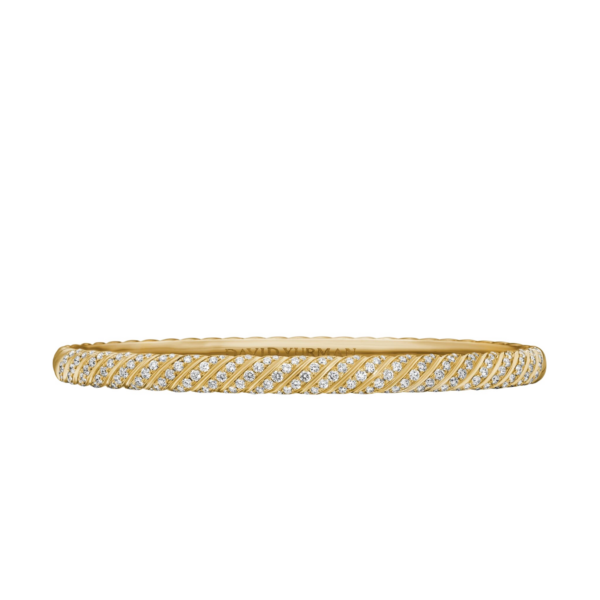David Yurman Sculpted Cable Bangle Bracelet in 18K Yellow Gold with Diamonds