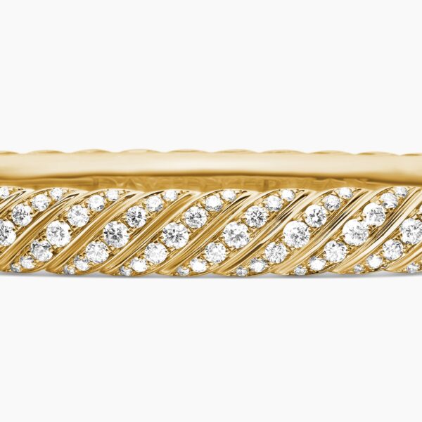 signature twisted-helix detail|David Yurman Sculpted Cable Bangle Bracelet in 18K Yellow Gold with Diamonds