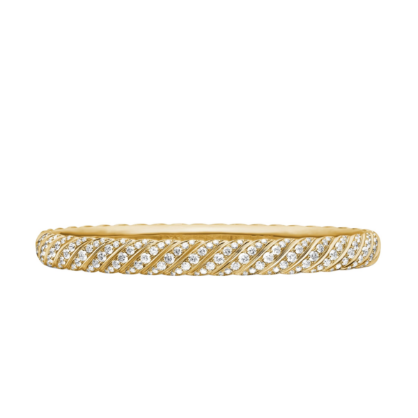 David Yurman Sculpted Cable Bangle Bracelet in 18K Yellow Gold with Diamonds