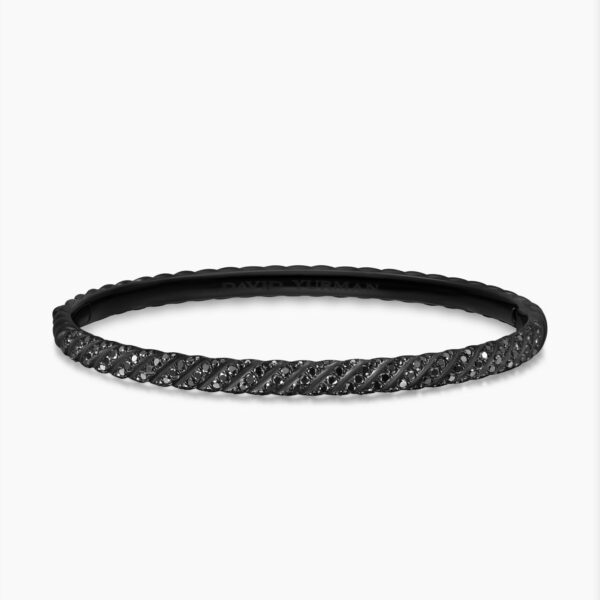 on-model styling shot|David Yurman Sculpted Cable Bangle Bracelet in Black Titanium with Black Diamonds