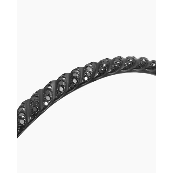 David Yurman Sculpted Cable Bangle Bracelet in Black Titanium with Black Diamonds, 4.6mm, view 5