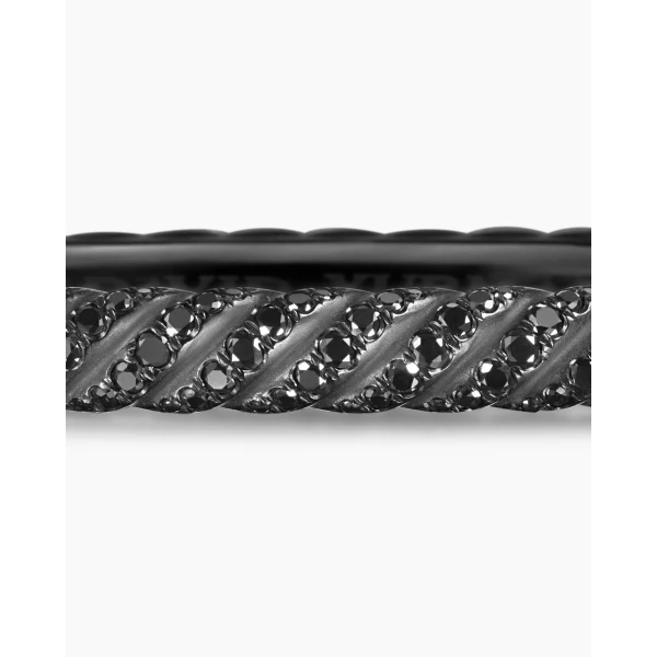 David Yurman Sculpted Cable Bangle Bracelet in Black Titanium with Black Diamonds, 4.6mm, view 6