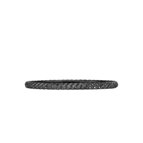 David Yurman Sculpted Cable Bangle Bracelet in Black Titanium with Black Diamonds
