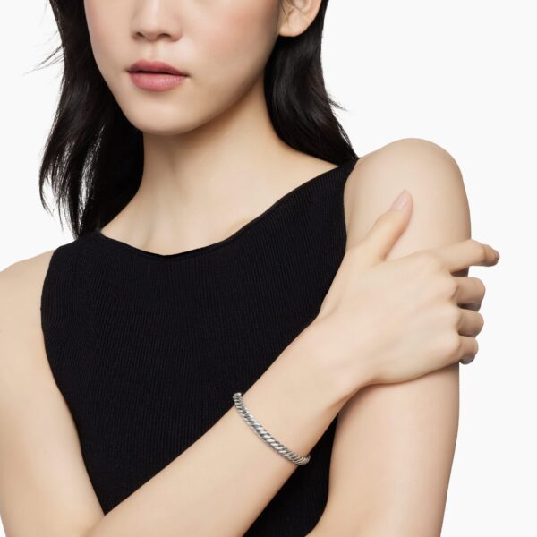 7mm in Silver – front view of authentic Bangle Bracelets at Coveti|David Yurman Sculpted Cable Bangle Bracelet in Sterling Silver
