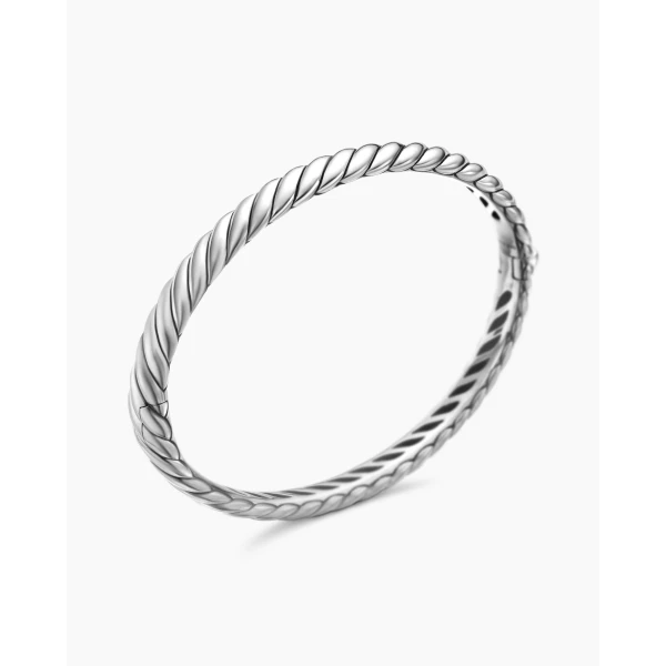 David Yurman Sculpted Cable Bangle Bracelet in Sterling Silver, 7mm, view 3