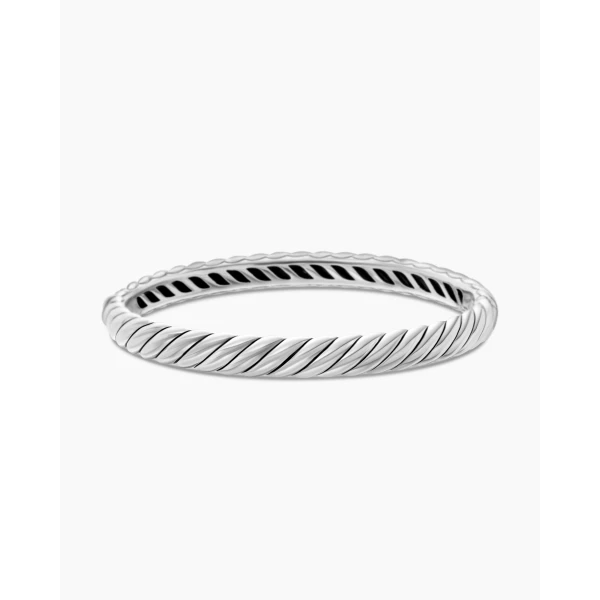 David Yurman Sculpted Cable Bangle Bracelet in Sterling Silver, 7mm, view 4