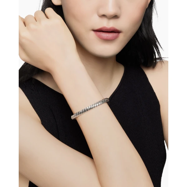 David Yurman Sculpted Cable Bangle Bracelet in Sterling Silver, 7mm, view 7