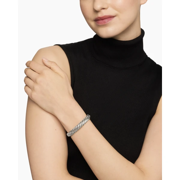 David Yurman Sculpted Cable Bracelet in Sterling Silver, 10mm, view 2