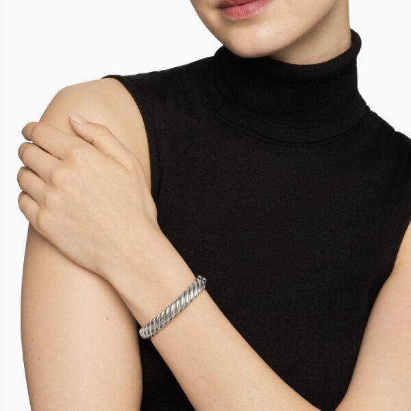 10mm in Silver – front view of authentic Cable Bracelets at Coveti|David Yurman Sculpted Cable Bracelet in Sterling Silver