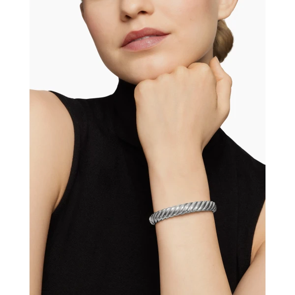 David Yurman Sculpted Cable Bracelet in Sterling Silver, 10mm, view 7