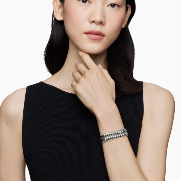 8.5mm in Silver – front view of authentic Cable Bracelets at Coveti|David Yurman Sculpted Cable Double Wrap Bracelet in Sterling Silver