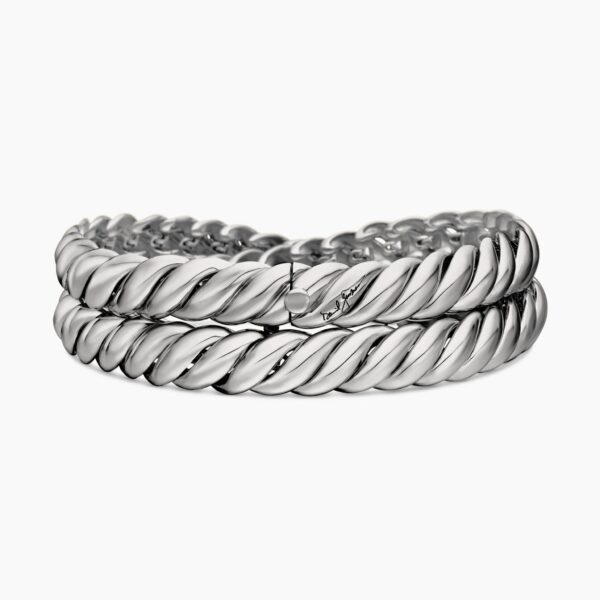 signature twisted-helix detail|David Yurman Sculpted Cable Double Wrap Bracelet in Sterling Silver