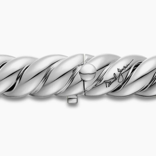 8.5mm – pavé setting and gemstone detail close-up|David Yurman Sculpted Cable Double Wrap Bracelet in Sterling Silver
