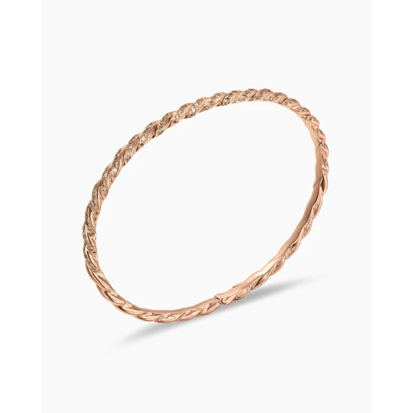 David Yurman Sculpted Cable Flex Bracelet in 18K Rose Gold with Cognac Diamonds, 3.5mm, view 3