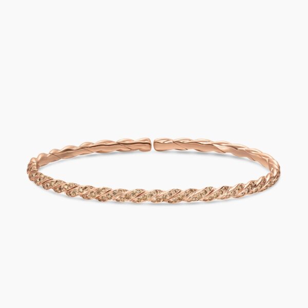 on-model styling shot|David Yurman Sculpted Cable Flex Bracelet in 18K Rose Gold with Cognac Diamonds