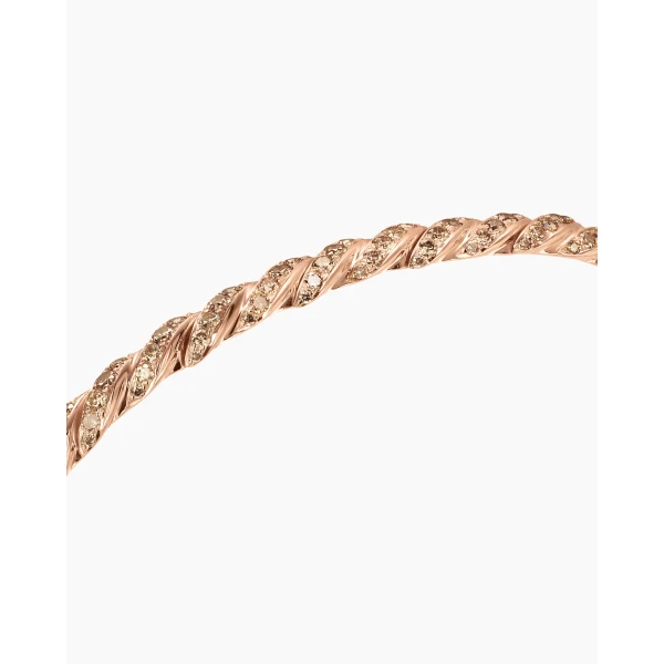 David Yurman Sculpted Cable Flex Bracelet in 18K Rose Gold with Cognac Diamonds, 3.5mm, view 5