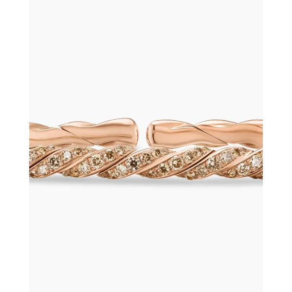 David Yurman Sculpted Cable Flex Bracelet in 18K Rose Gold with Cognac Diamonds, 3.5mm, view 6