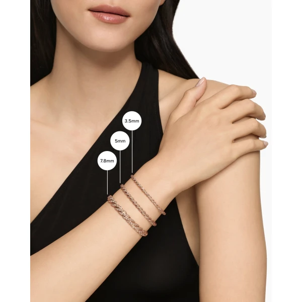 3.5mm – pavé setting and gemstone detail close-up|David Yurman Sculpted Cable Flex Bracelet in 18K Rose Gold with Cognac Diamonds