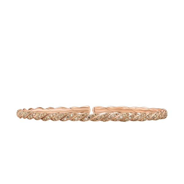 David Yurman Sculpted Cable Flex Bracelet in 18K Rose Gold with Cognac Diamonds