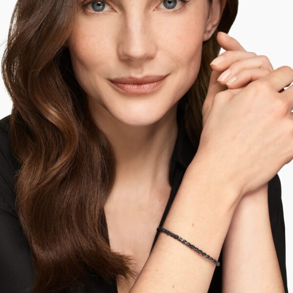 3.5mm in Black – front view of authentic Cable Bracelets at Coveti|David Yurman Sculpted Cable Flex Bracelet in 18K White Gold with Black Rhodium and Black Diamonds