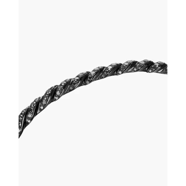 David Yurman Sculpted Cable Flex Bracelet in 18K White Gold with Black Rhodium and Black Diamonds, 3.5mm, view 5