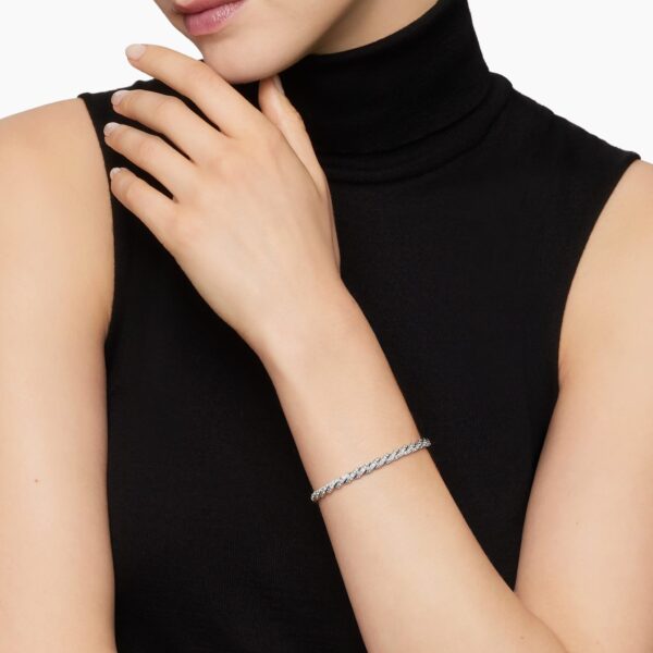 5mm in Silver – front view of authentic Cable Bracelets at Coveti|David Yurman Sculpted Cable Flex Bracelet in 18K White Gold with Diamonds