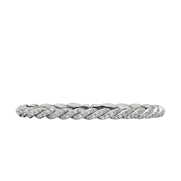 David Yurman Sculpted Cable Flex Bracelet in 18K White Gold with Diamonds
