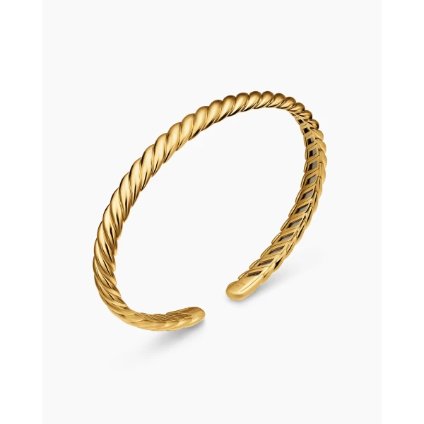 David Yurman Sculpted Cable Flex Bracelet in 18K Yellow Gold, 5mm, view 2