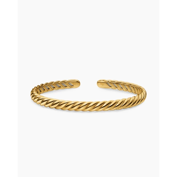 David Yurman Sculpted Cable Flex Bracelet in 18K Yellow Gold, 5mm, view 3