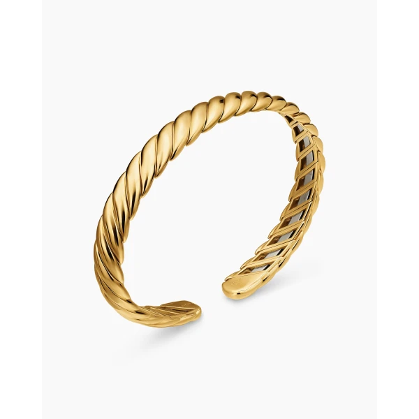 David Yurman Sculpted Cable Flex Bracelet in 18K Yellow Gold, 7.5mm, view 2