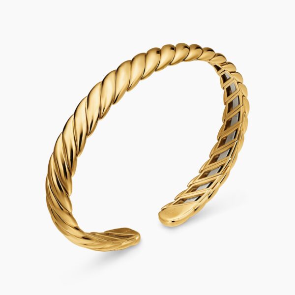7.5mm in Gold – front view of authentic Cable Bracelets at Coveti|David Yurman Sculpted Cable Flex Bracelet in 18K Yellow Gold