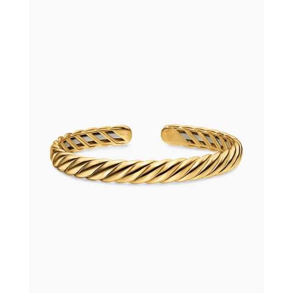 David Yurman Sculpted Cable Flex Bracelet in 18K Yellow Gold, 7.5mm, view 3