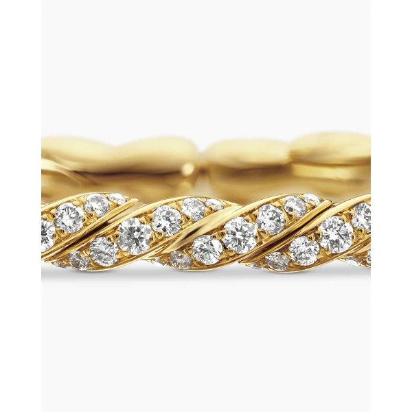 David Yurman Sculpted Cable Flex Bracelet in 18K Yellow Gold with Diamonds, 3.5mm, view 6