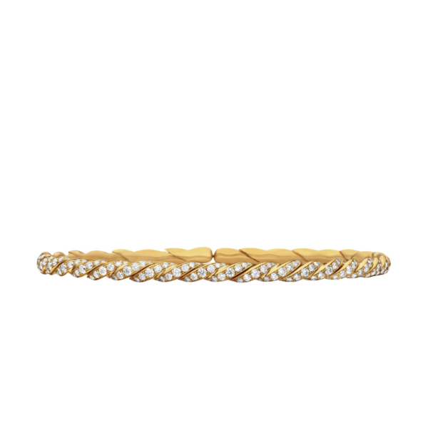 David Yurman Sculpted Cable Flex Bracelet in 18K Yellow Gold with Diamonds