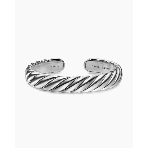 David Yurman Sculpted Cable Flex Bracelet in Sterling Silver, 11mm, view 3