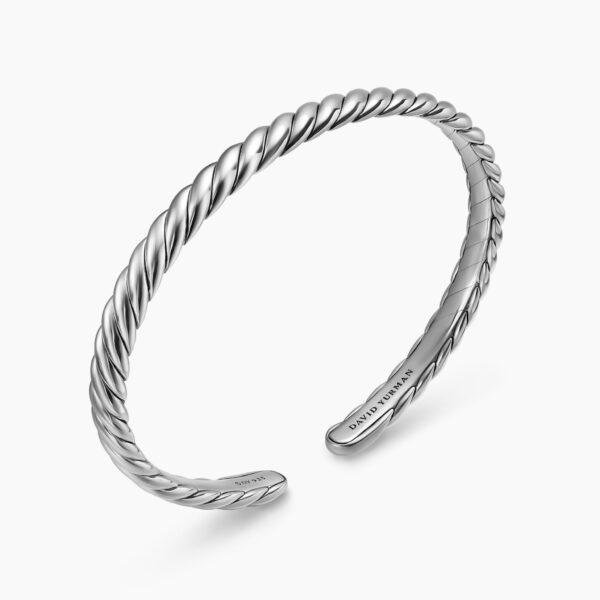 5mm in Silver – front view of authentic Cable Bracelets at Coveti|David Yurman Sculpted Cable Flex Bracelet in Sterling Silver