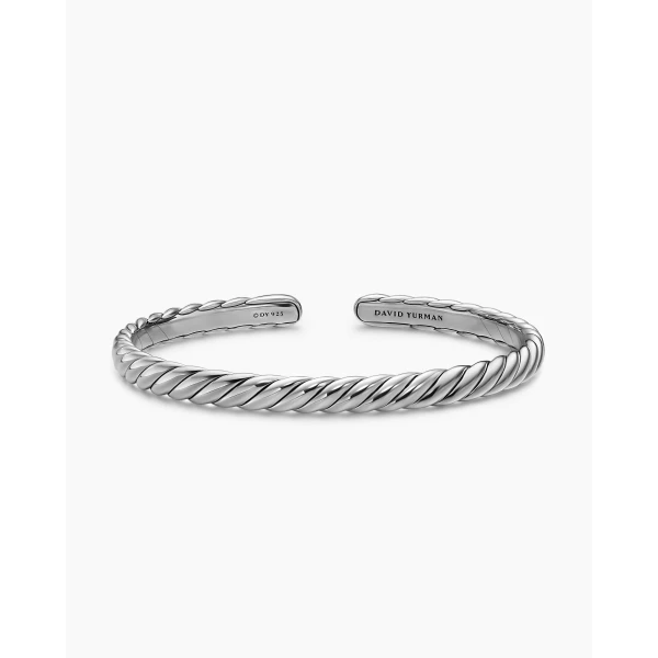 David Yurman Sculpted Cable Flex Bracelet in Sterling Silver, 5mm, view 3