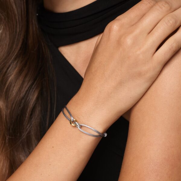 8.7mm in Silver – front view of authentic Chain Bracelets at Coveti|David Yurman Sculpted Cable Linked Cord Bracelet in Silver Nylon with Sterling Silver and 14K Yellow Gold
