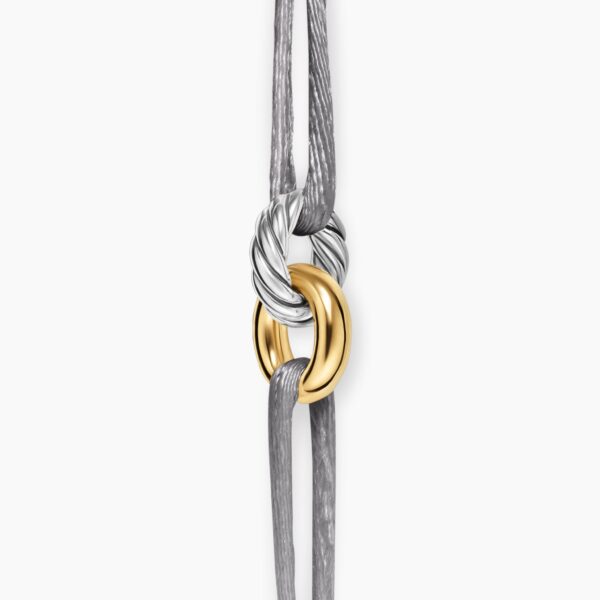 on-model styling shot|David Yurman Sculpted Cable Linked Cord Bracelet in Silver Nylon with Sterling Silver and 14K Yellow Gold