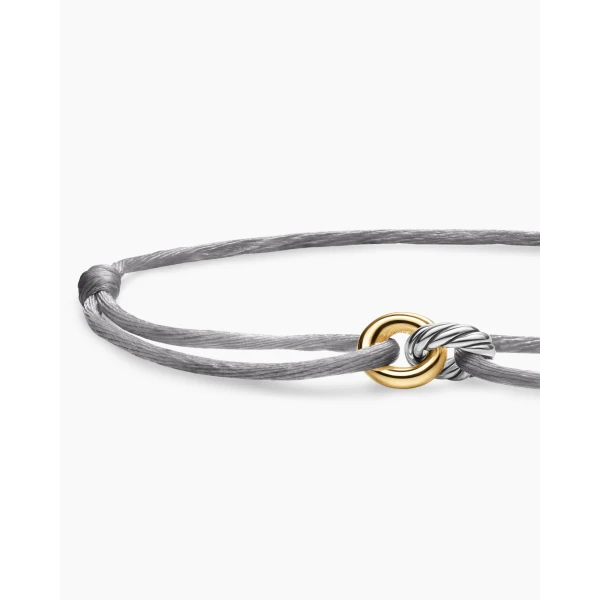 David Yurman Sculpted Cable Linked Cord Bracelet in Silver Nylon with Sterling Silver and 14K Yellow Gold, 8.7mm, view 5