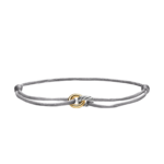 David Yurman Sculpted Cable Linked Cord Bracelet in Silver Nylon with Sterling Silver and 14K Yellow Gold