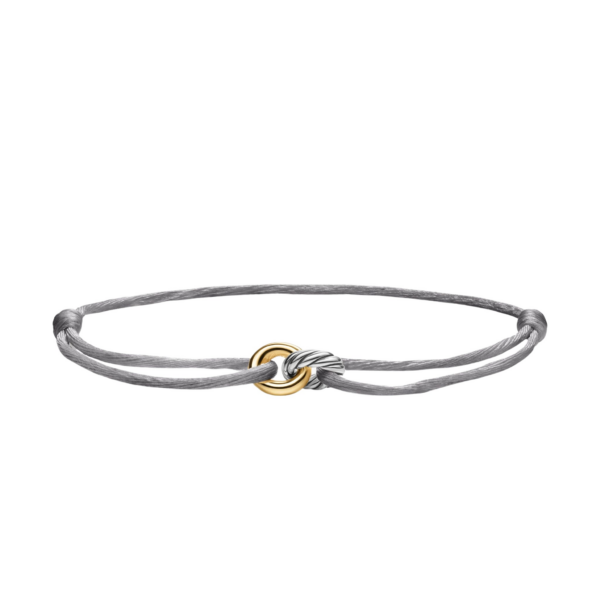 David Yurman Sculpted Cable Linked Cord Bracelet in Silver Nylon with Sterling Silver and 14K Yellow Gold