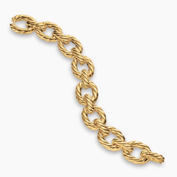 on-model styling shot|David Yurman Sculpted Cable Oval Link Bracelet in 18K Yellow Gold