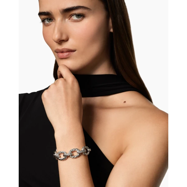 David Yurman Sculpted Cable Oval Link Bracelet in Sterling Silver, 18mm, view 2